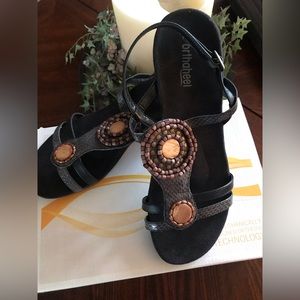 Vionic orthoheel strappy sandals, wedge heel, sz. 8, Brown